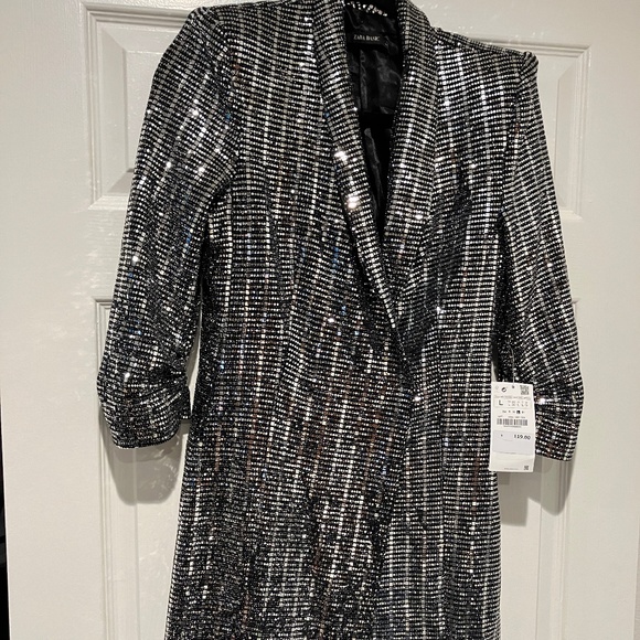 Zara Silver Sequin Blazer Dress - Picture 1 of 1